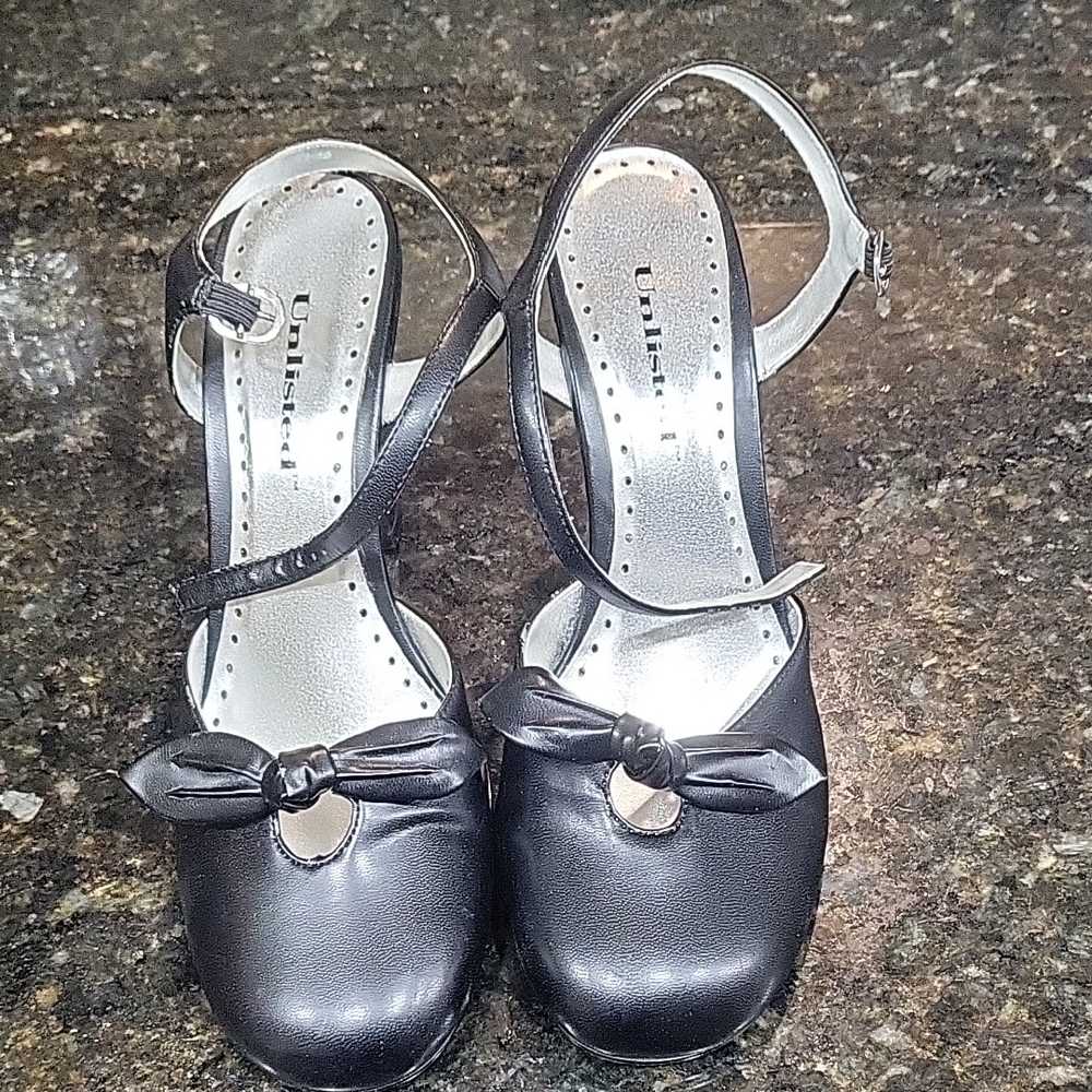 Unlisted Black Peep Toe Heels with Bow Size 9